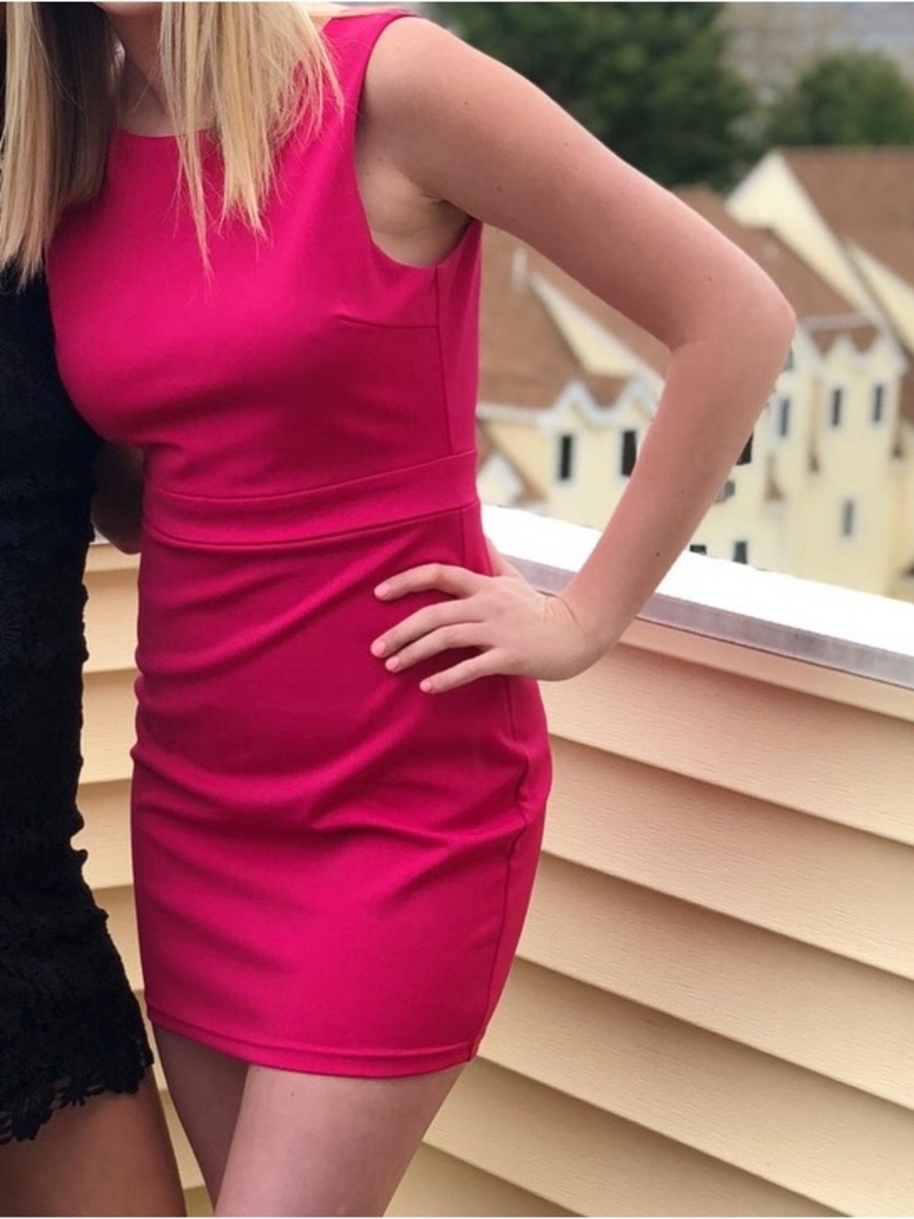 Sleeveless Fuchsia Mini Dress - Classic Shift Style